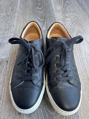 Greats Black Leather Low-Top Sneakers with White Sole
